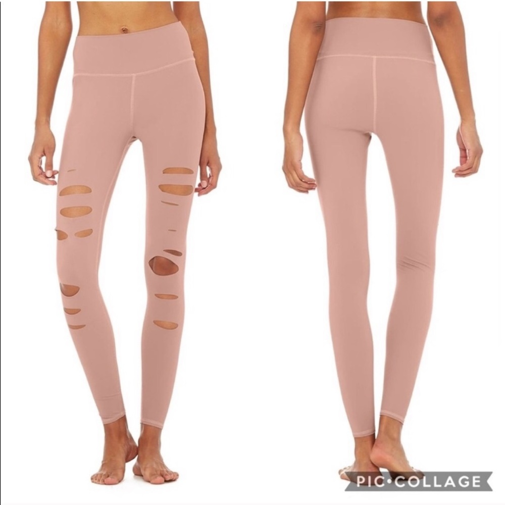 ALO High-Waist Ripped Cut Warrior Legging Pink